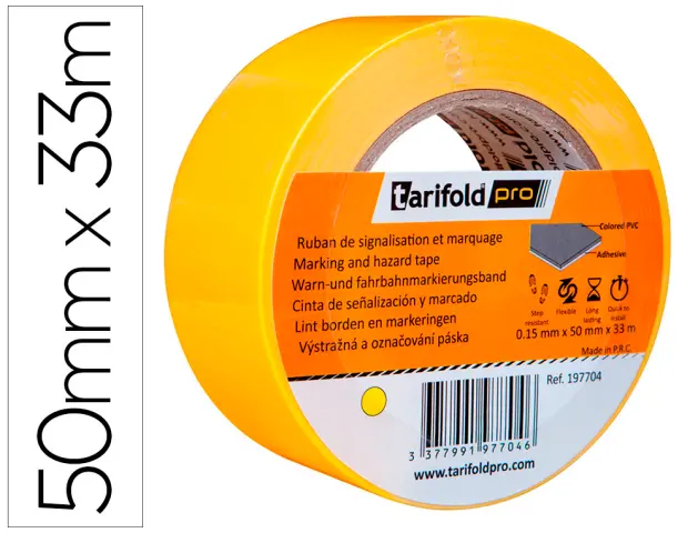 Imagen Cinta adhesiva tarifold para marcaje y sealizacion de suelo 33 mt x 50 mm color amarillo