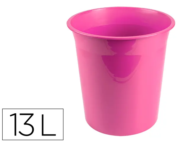 Imagen Papelera plastico liderpapel rosa opaco 13 litros 275x285 mm