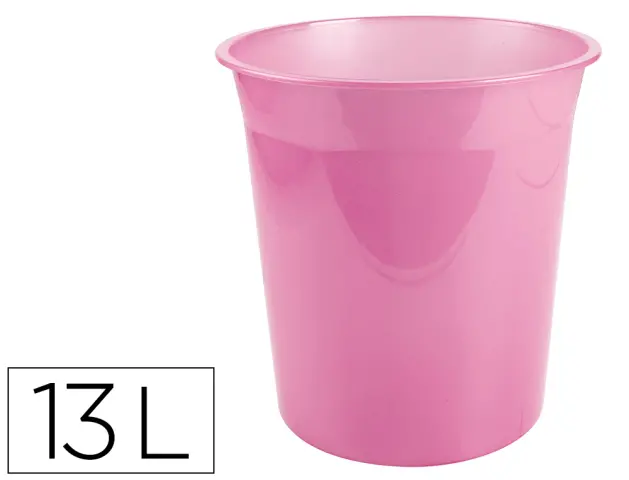 Imagen Papelera plastico liderpapel rosa translucido 13 litros 275x285 mm mm
