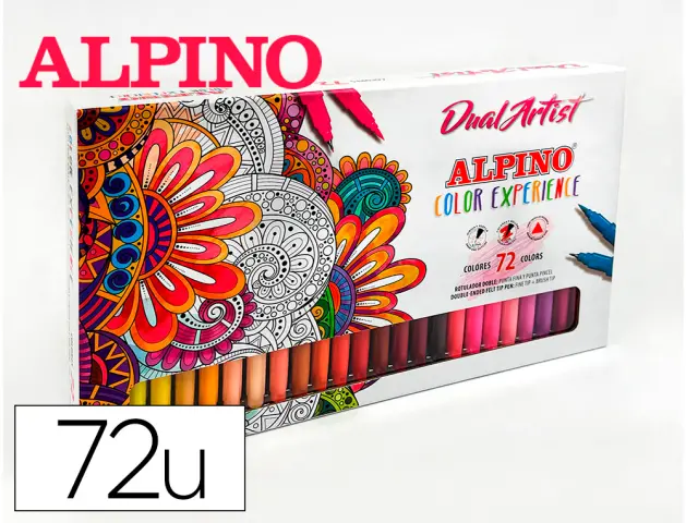 Imagen Rotulador alpino dual artist doble punta color experience estuche de 72 unidades colores surtidos