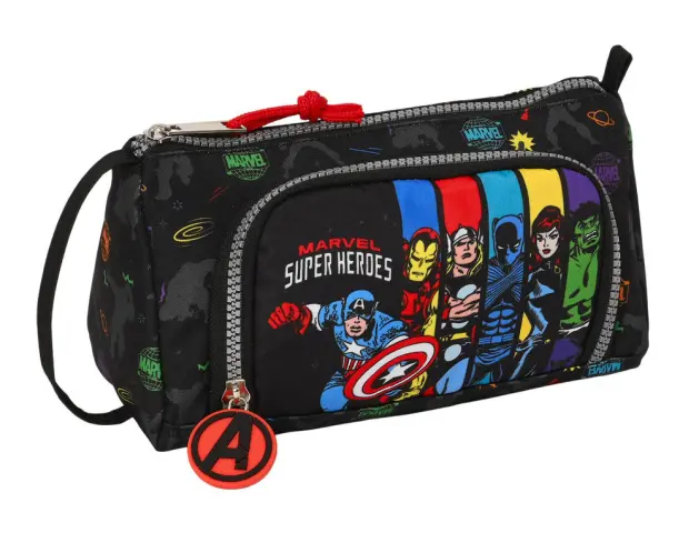 Imagen Bolso escolar portatodo safta con bolsillo desplegable lleno avengers super heroes 110x200x85 mm