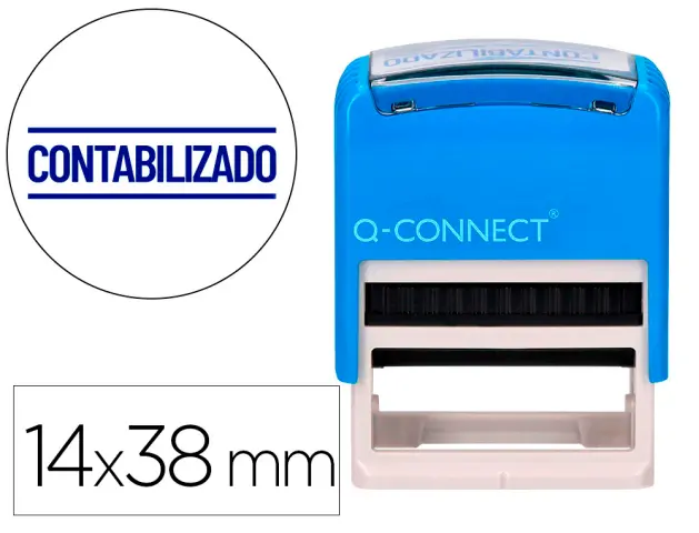 Imagen Sello entintado automatico q-connect contabilizado almohadilla 14x38 mm color azul
