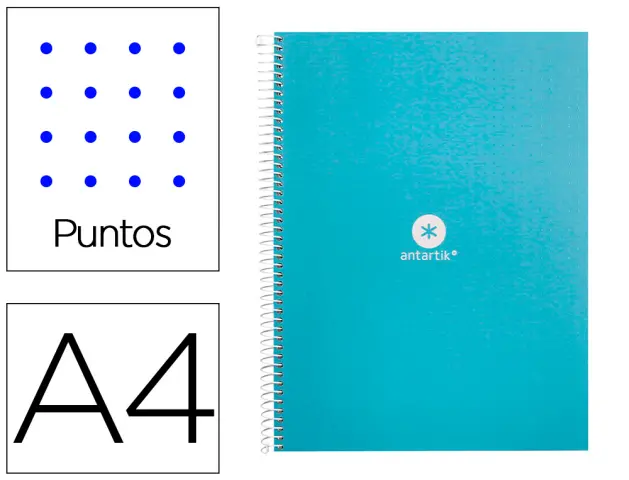 Imagen Cuaderno espiral liderpapel a4 micro antartik tapa forrada80h 90 gr rayado puntos 1 banda 4 taladros celeste