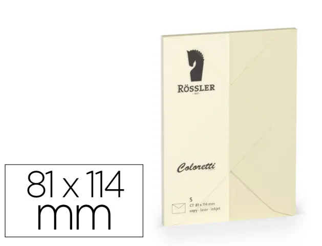 Imagen Sobre rossler coloretti c7 color crema 81x114 mm pack de 5 unidades