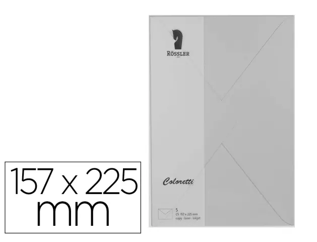 Imagen Sobre rossler coloretti c5 color gris claro 157x225 mm pack de 5 unidades