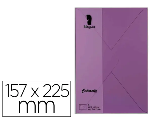 Imagen Sobre rossler coloretti c5 color lila 157x225 mm pack de 5 unidades