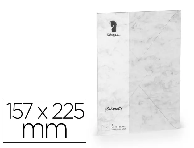 Imagen Sobre rossler coloretti c5 color marmol gris 157x225 mm pack de 5 unidades