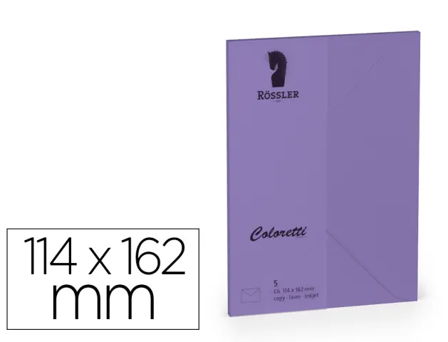Imagen Sobre rossler coloretti c6 ministro color lila 114x162 mm pack de 5 unidades