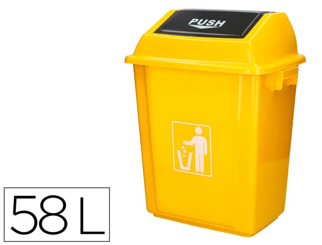 Imagen Papelera contenedor q-connect plastico con tapa de balancin 58 litros 470x330x760 mm amarillo