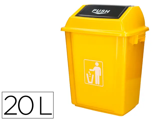 Imagen Papelera contenedor q-connect plastico con tapa de balancin 20 litros 340x240x450 mm amarillo