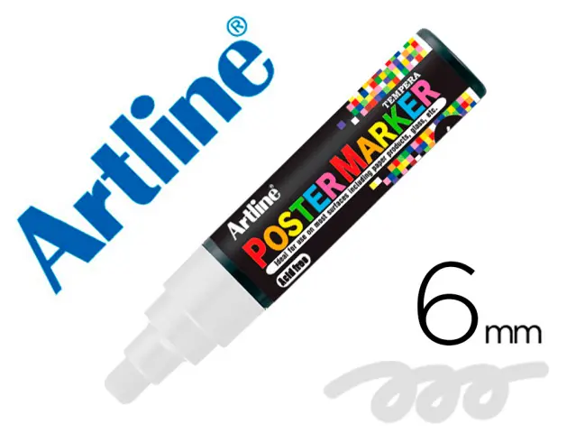 Imagen Rotulador artline poster marker epp-6-bla punta redonda 6 mm color blanco