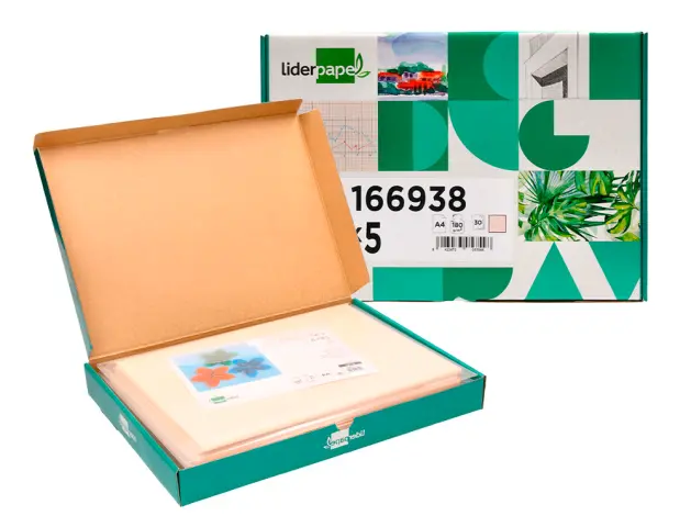 Imagen Cartulina liderpapel a4 180g/m2 crema paquete de 25+5 hojas