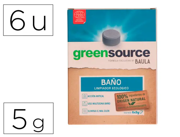 Imagen Limpiador de baos bunzl greensource ecologico pastilla de 5 gr paquete de 6 unidades