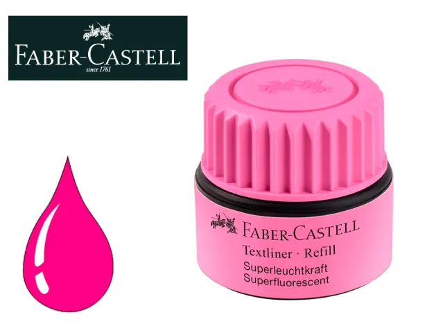 Imagen Tinta rotulador faber castell textliner fluorescente 1549 con sistema capilar color rosa frasco de 30 ml
