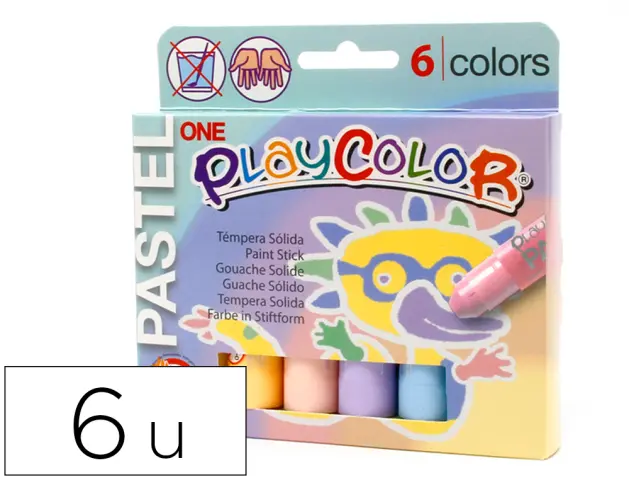 Imagen Tempera solida en barra playcolor pastel one caja de 6 unidades colores surtidos
