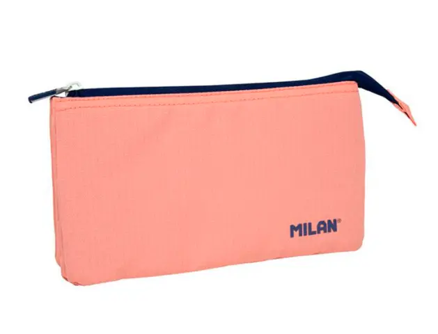 Imagen Bolso escolar portatodo milan 1918 collection 3 cremalleras y 5 compartimentos rosa 215x35x125 mm