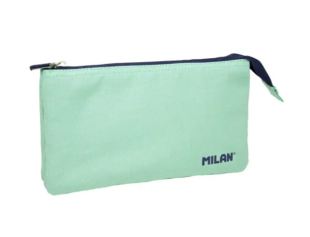 Imagen Bolso escolar portatodo milan 1918 collection 3 cremalleras y 5 compartimentos verde 215x35x125 mm