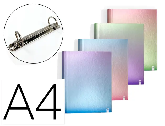 Imagen Carpeta 4 anillas de 25 mm carchivo din a4 carton forrado color metalizado gradient