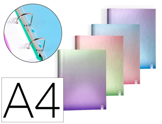 Imagen Carpeta 4 anillas de 40 mm carchivo din a4 carton forrado color metalizado gradient