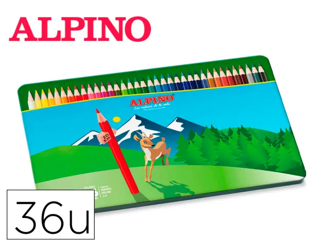 Imagen Lapices de colores alpino caja metalica de 36 unidades colores surtidos