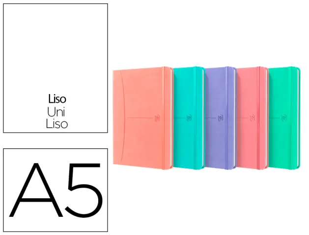 Imagen Cuaderno oxford cosida tapa extradura din a5 80 hojas liso colores pastel surtidos