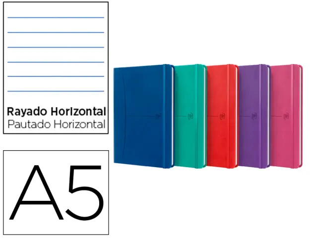 Imagen Cuaderno oxford cosida tapa extradura din a5 80 hojas rayado horizontal colores vivos surtidos