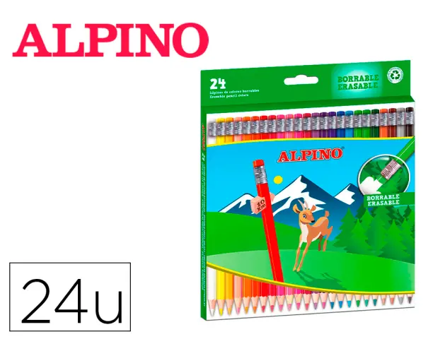 Imagen Lapices de colores alpino borrable caja de 24 unidades colores surtidos