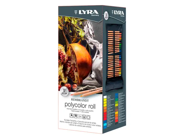 Imagen Lapices de colores lyra rembrandt polycolor 24 colores surtidos en estuche de tela enrollable
