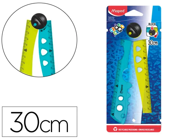 Imagen Regla maped plastico plegable croc croc blister de 1 unidad 15 cm + 1 unidad 30 cm