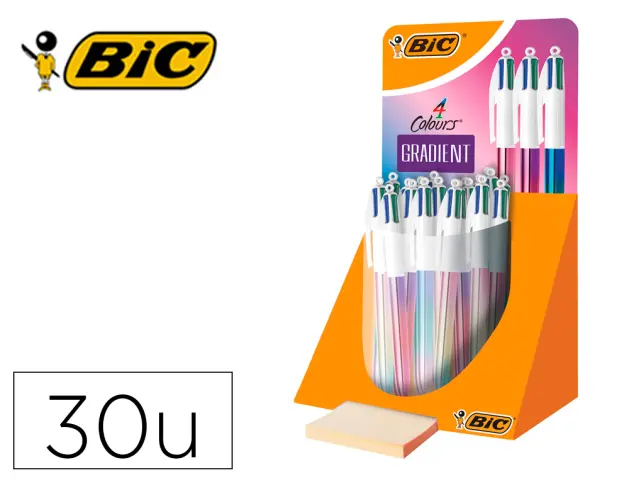 Imagen Boligrafo bic cuatro colores gradiente expositor de 30 unidades colores surtidos