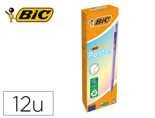 Imagen Portaminas bic matic pastel 0,7 mm caja de 12 unidades colores surtidos