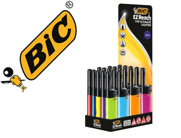 Imagen Encendedor bic ez reach j30 expositor de 20 unidades colores surtidos