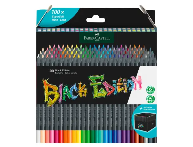 Imagen Lapices de colores faber castell edicion black soporte de 100 unidades colores surtidos