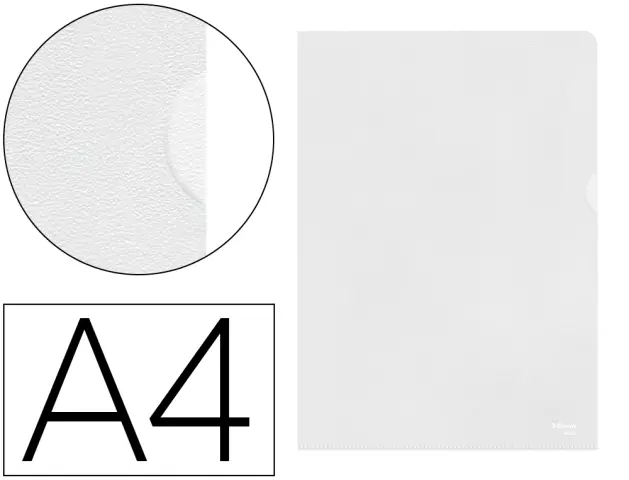 Imagen Carpeta dossier uero plastico esselte din a4 polipropileno transparente 110mc piel de naranja caja de 100 unidades