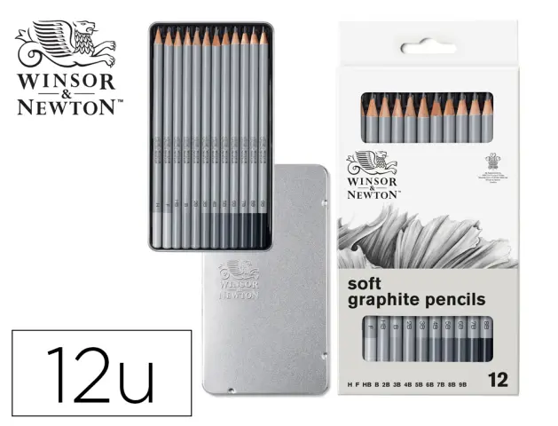 Imagen Lapices de grafito winsor&newton studio coleccion caja metalica con 12 unidades graduaciones surtidas