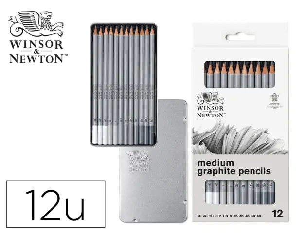 Imagen Lapices de grafito winsor&newton studio coleccion caja metalica con 12 unidades graduaciones surtidas