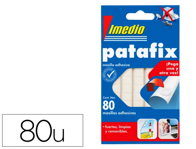 Imagen Sujetacosa imedio patafix masilla adhesiva removible blister de 80 unidades