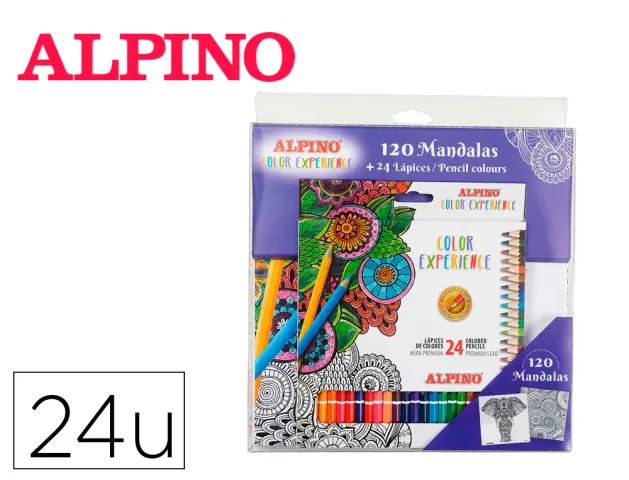 Imagen Set de dibujo alpino color experience 24 lapices de colores y libro de 120 mandalas