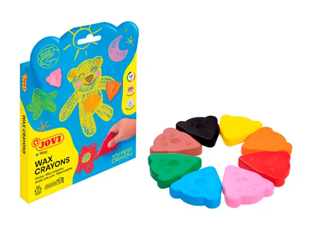 Imagen Lapices de cera jovi my first crayon forma de oso caja de 8 unidades colores surtidos