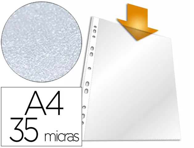Imagen Funda multitaladro durable standard din a4 polipropileno 35 mc piel de naranja bolsa de 100 unidades