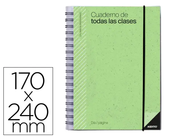 Imagen Cuaderno de todas las clases profesorado addittio 256 paginas dia pagina color verde 170x240 mm
