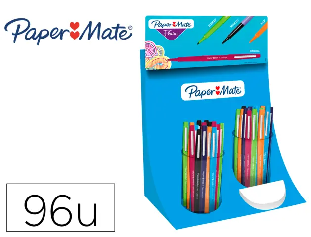 Imagen Rotulador paper mate flair punta de fibra expositor de 96 unidades colores surtidos