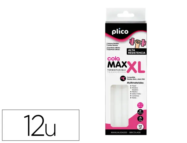 Imagen Barra termofusible plico cola extrafuerte max xl 11,5 mm de diametro x 200 mm de alto blister de 12 unidades