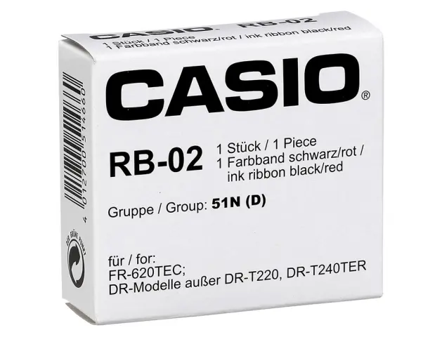 Imagen Cinta maquina casio rb-02 grupo 51 nylon negro/rojo para calculadoras fr-620tec / fr-620re / dr-420tec /