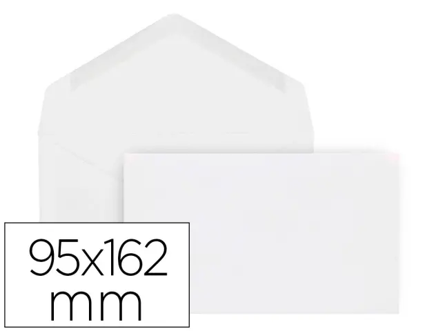 Imagen Sobre liderpapel blanco con fondo 95x162 mm engomado solapa de pico caja de 500 unidades