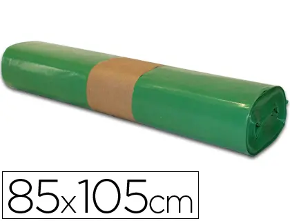 Imagen Bolsa basura industrial verde 85x105cm galga 110 rollo de 10 unidades