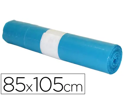 Imagen Bolsa basura industrial azul 85x105cm galga 110 rollo de 10 unidades