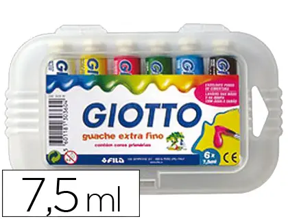 Imagen Tempera giotto 7,5 ml 6 colores surtidos