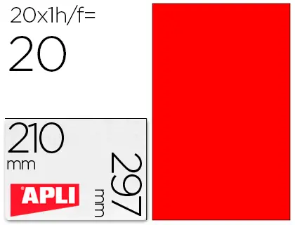 Imagen Etiqueta adhesiva apli 02880 tamao 210x297 mm para fotocopiadora laser ink-jet caja con 20 hojas din a4 rojo