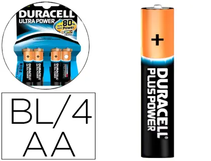 Imagen Pila duracell alcalina ultra power aa blister de 4 unidades